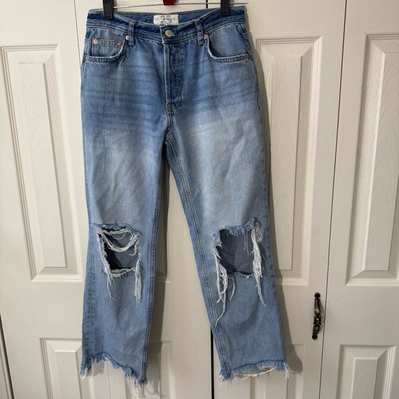Free People We The Free Maggie Straight Leg Distressed Jeans Womens Size 25 - Picture 2 of 9